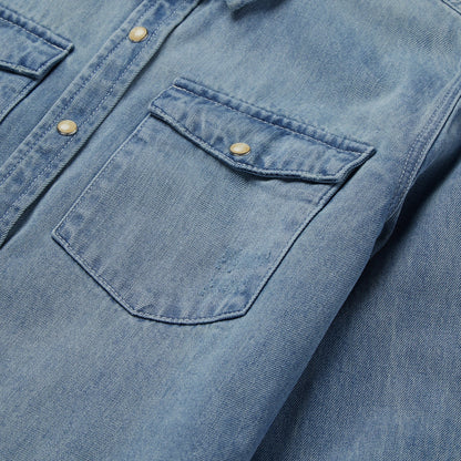 Loose Fit Denim Snap-Front Shirt | Stetson Blue