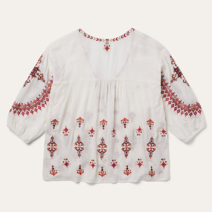 Dobby Peasant Blouse | Stetson White