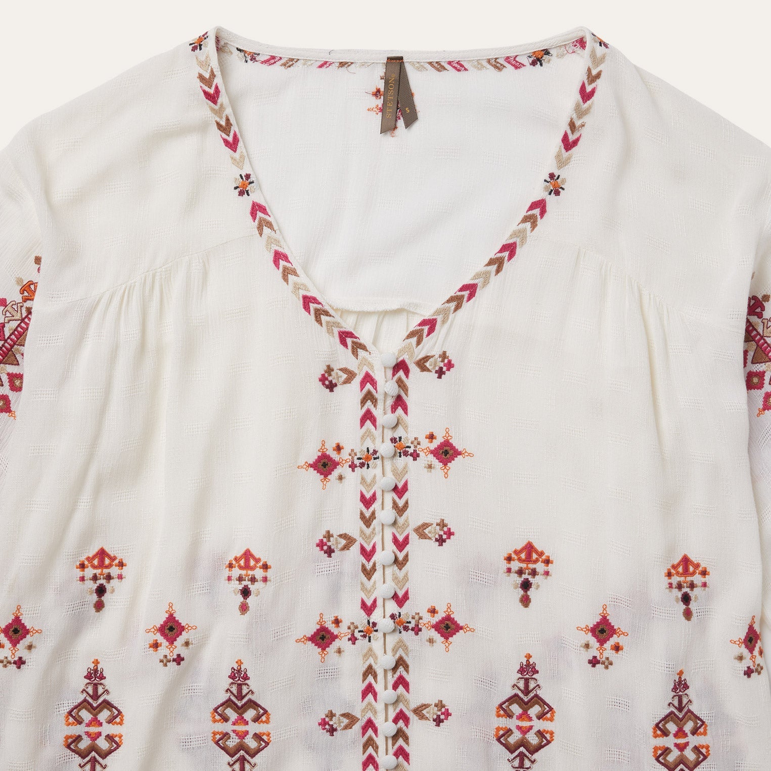 Dobby Peasant Blouse | Stetson White