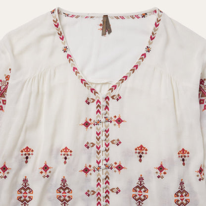 Dobby Peasant Blouse | Stetson White
