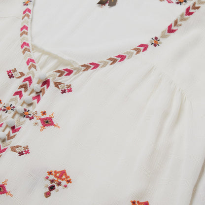 Dobby Peasant Blouse | Stetson White