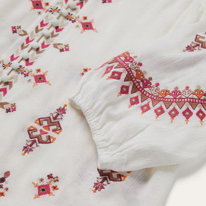 Dobby Peasant Blouse | Stetson White