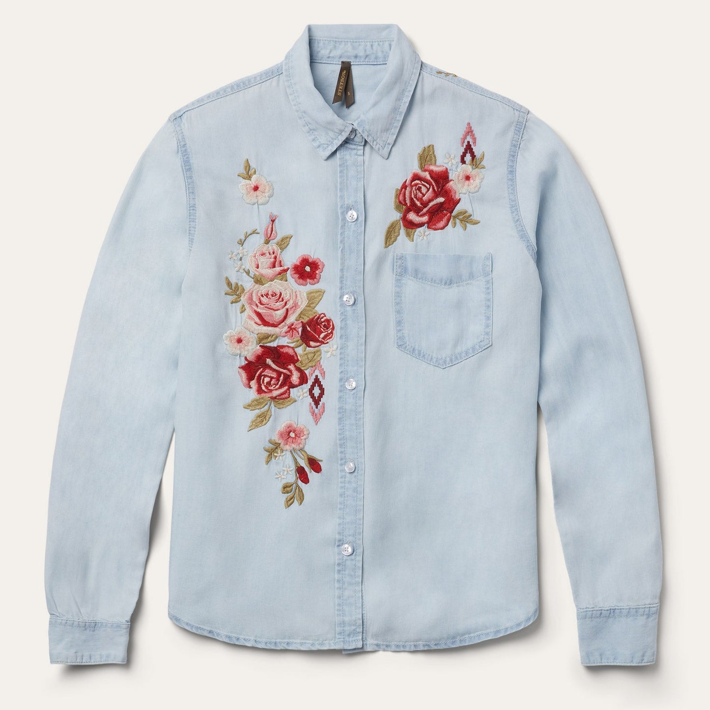 Long-Sleeved Embroidered Shirt | Stetson Blue