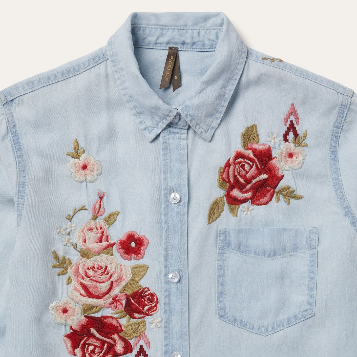 Long-Sleeved Embroidered Shirt | Stetson Blue