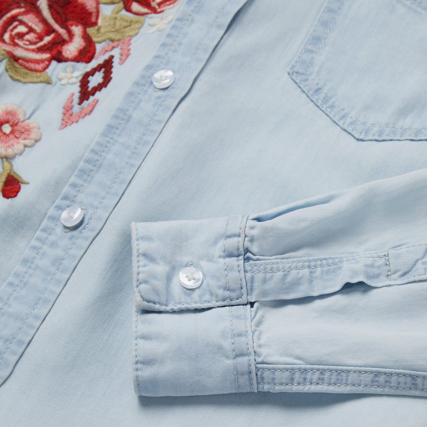 Long-Sleeved Embroidered Shirt | Stetson Blue