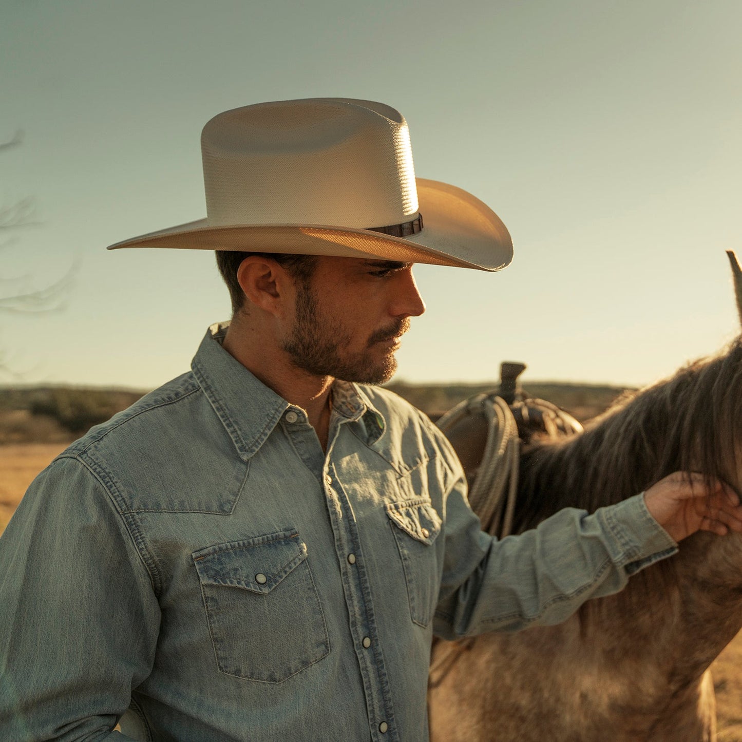 Long-Sleeved Denim Shirt | Stetson Blue