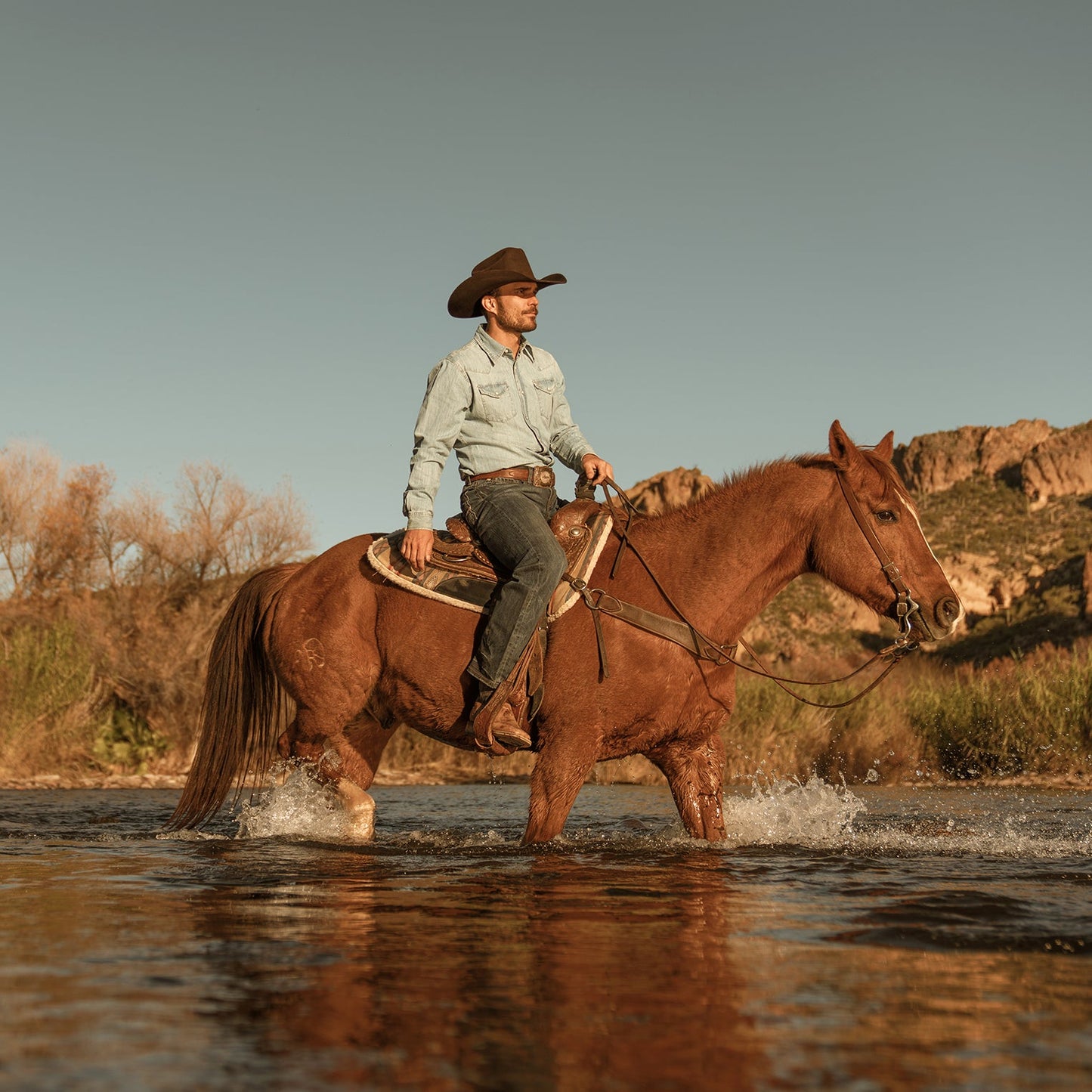 Long-Sleeved Denim Shirt | Stetson Blue