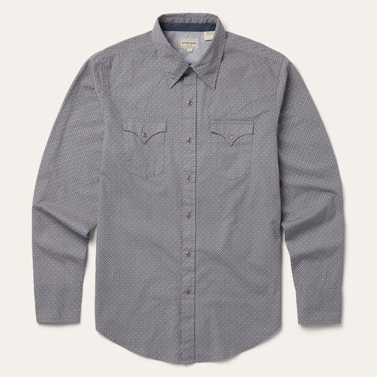 Diamond Print Western Shirt | Stetson Grey