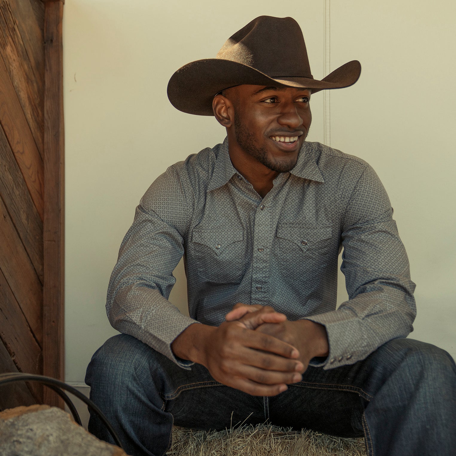 Diamond Print Western Shirt | Stetson Grey