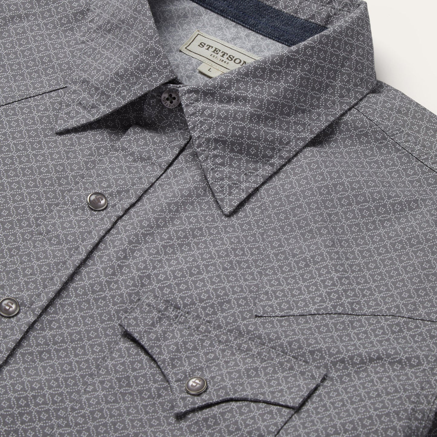 Diamond Print Western Shirt | Stetson Grey