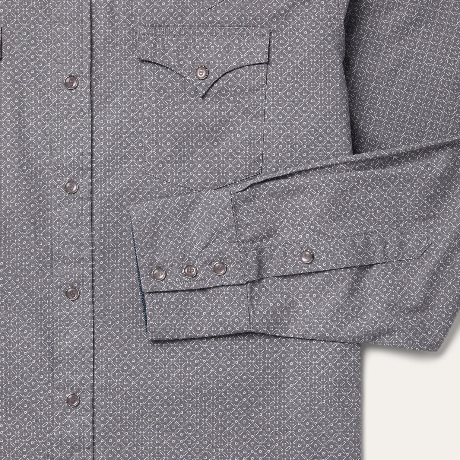 Diamond Print Western Shirt | Stetson Grey