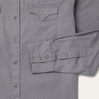 Diamond Print Western Shirt | Stetson Grey
