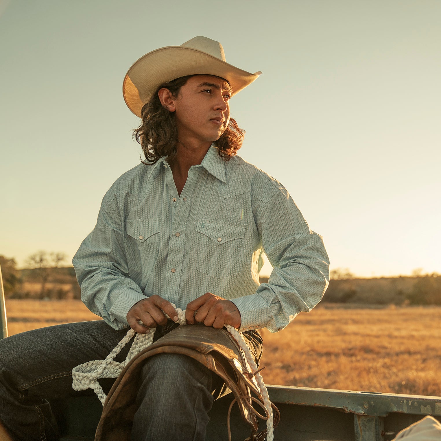 Geo Western Shirt | Stetson Blue