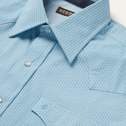 Geo Western Shirt | Stetson Blue