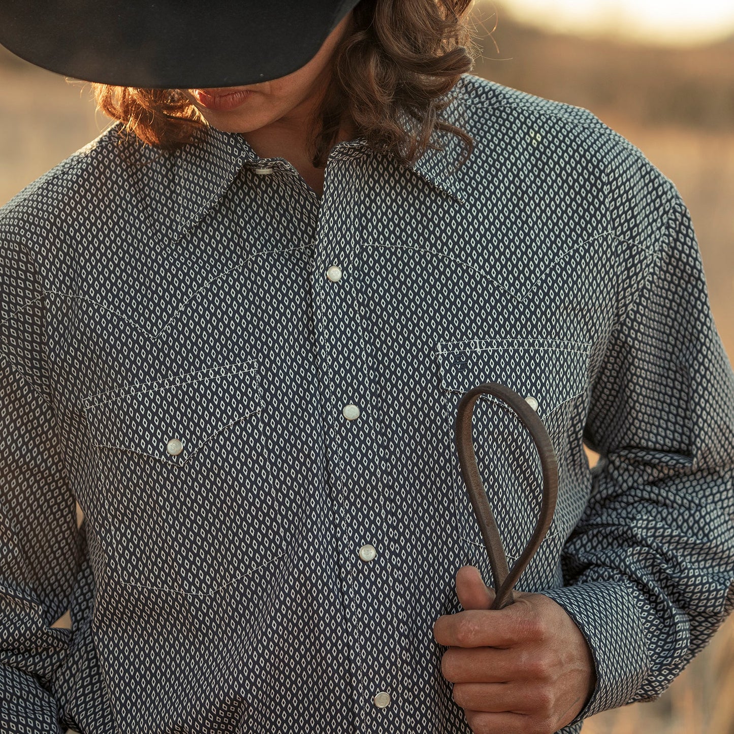 Diamond Geo Western Shirt | Stetson Blue