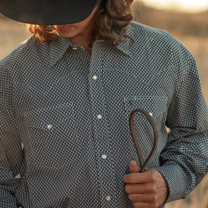 Diamond Geo Western Shirt | Stetson Blue