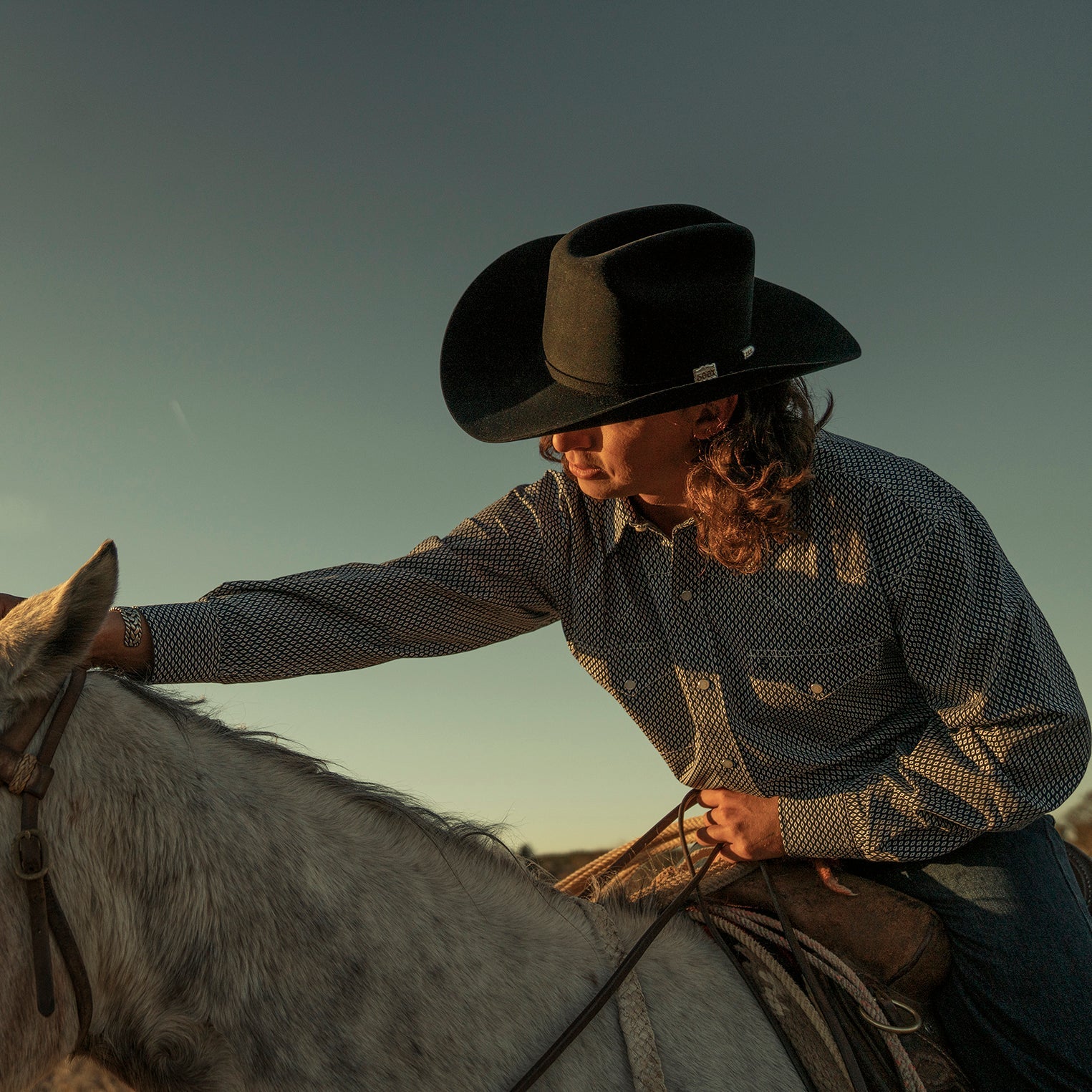 Diamond Geo Western Shirt | Stetson Blue