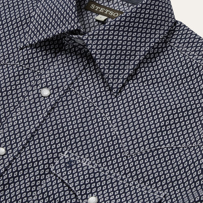 Diamond Geo Western Shirt | Stetson Blue