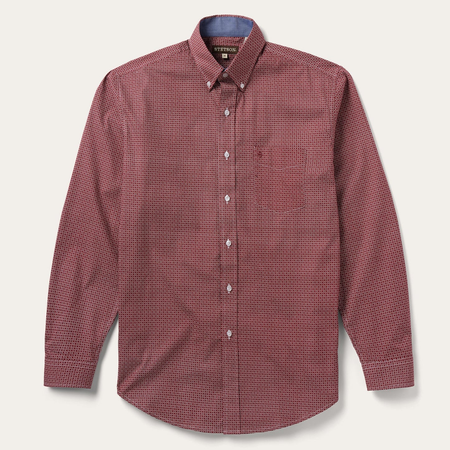 Micro Print Button-Front Shirt | Stetson Red
