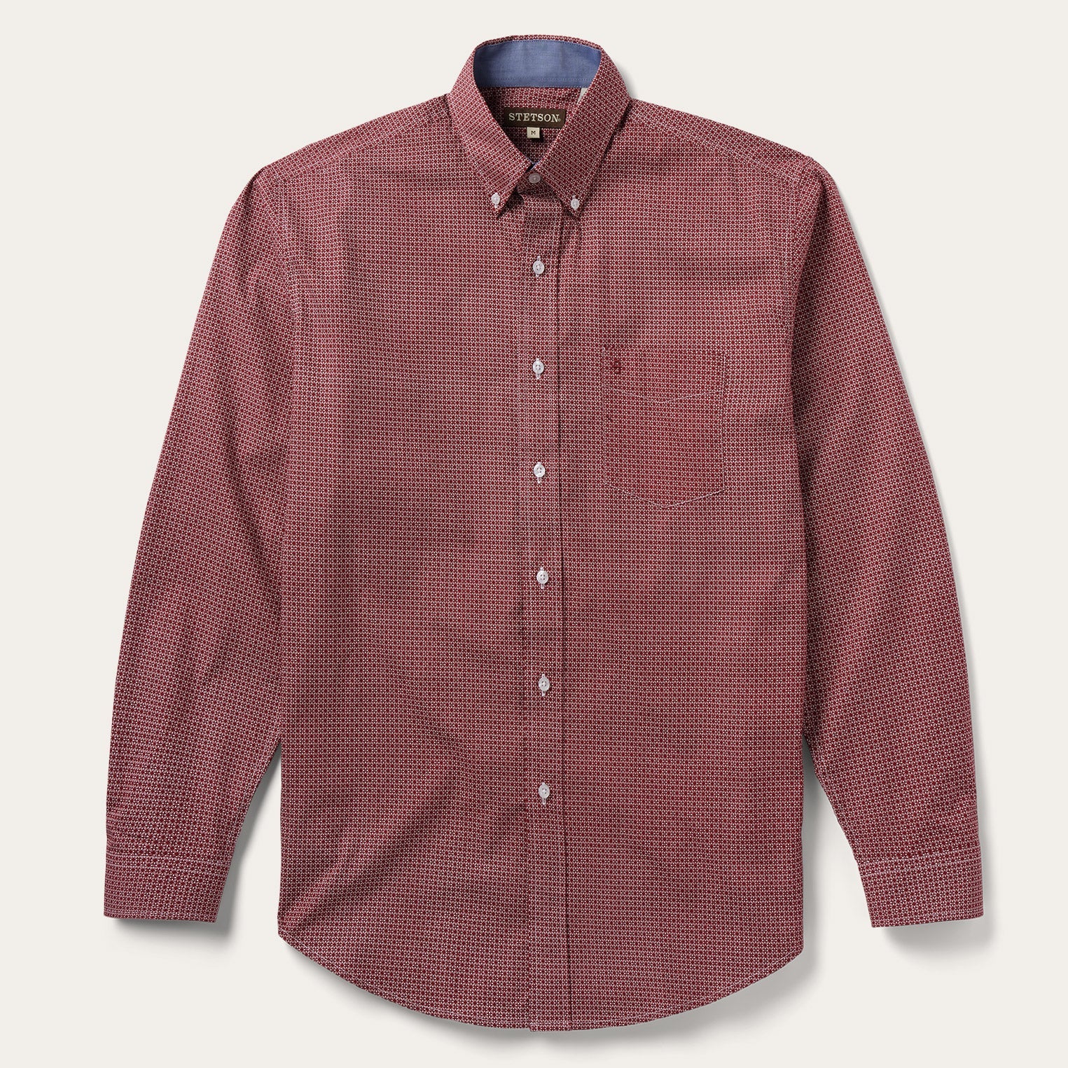Micro Print Button-Front Shirt | Stetson Red