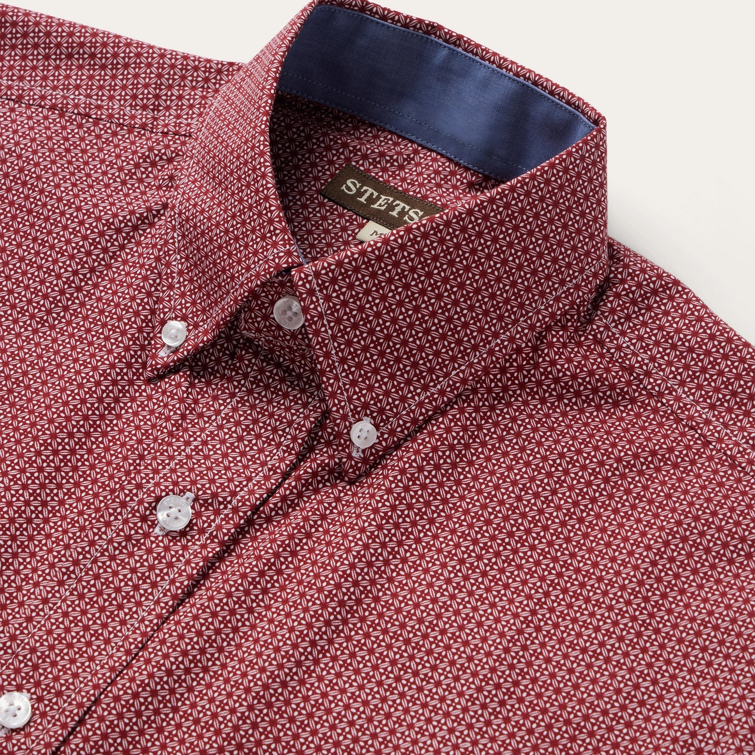 Micro Print Button-Front Shirt | Stetson Red