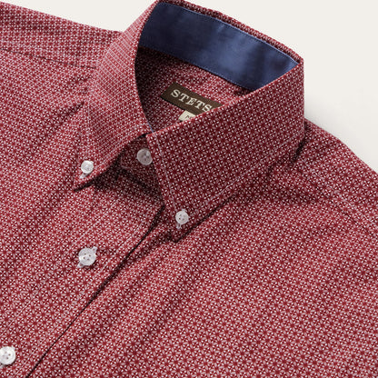 Micro Print Button-Front Shirt | Stetson Red