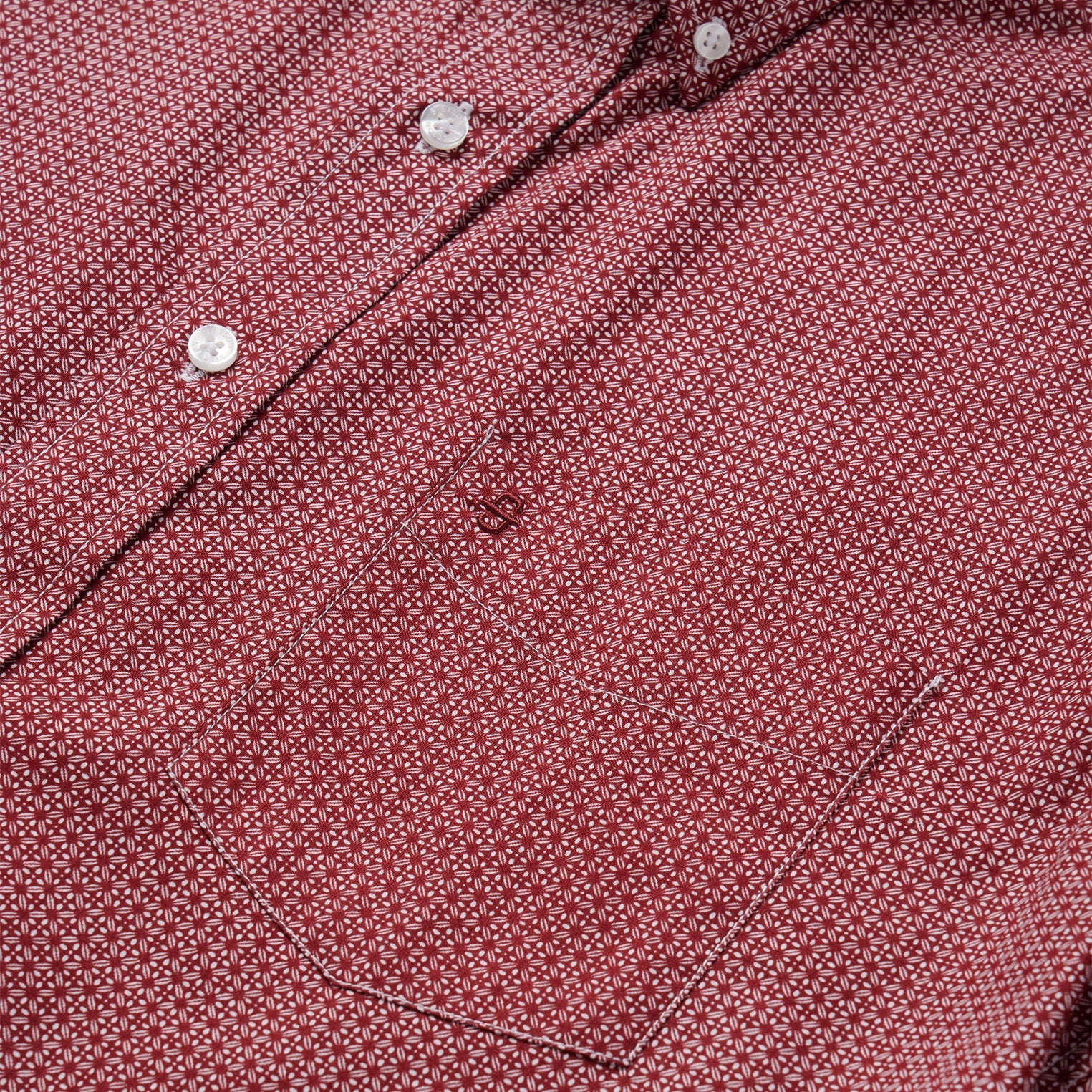Micro Print Button-Front Shirt | Stetson Red