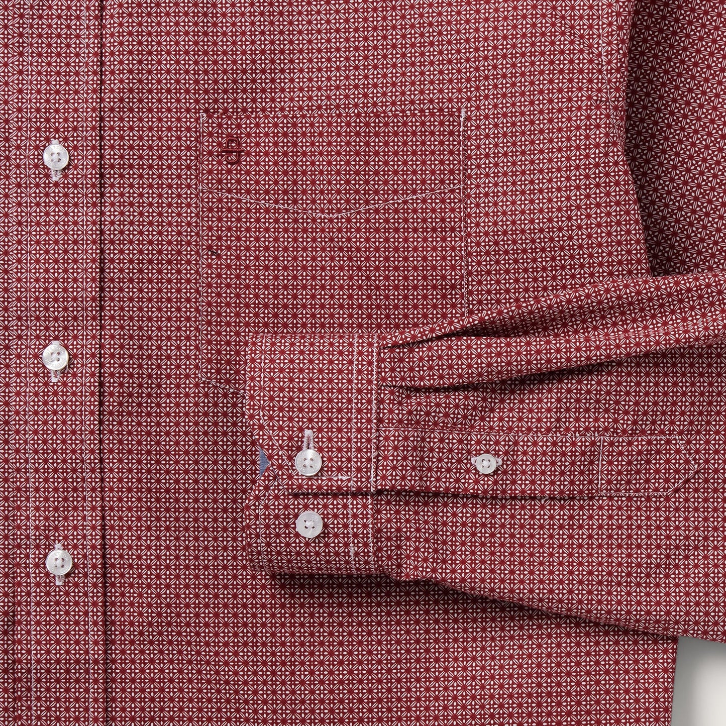 Micro Print Button-Front Shirt | Stetson Red