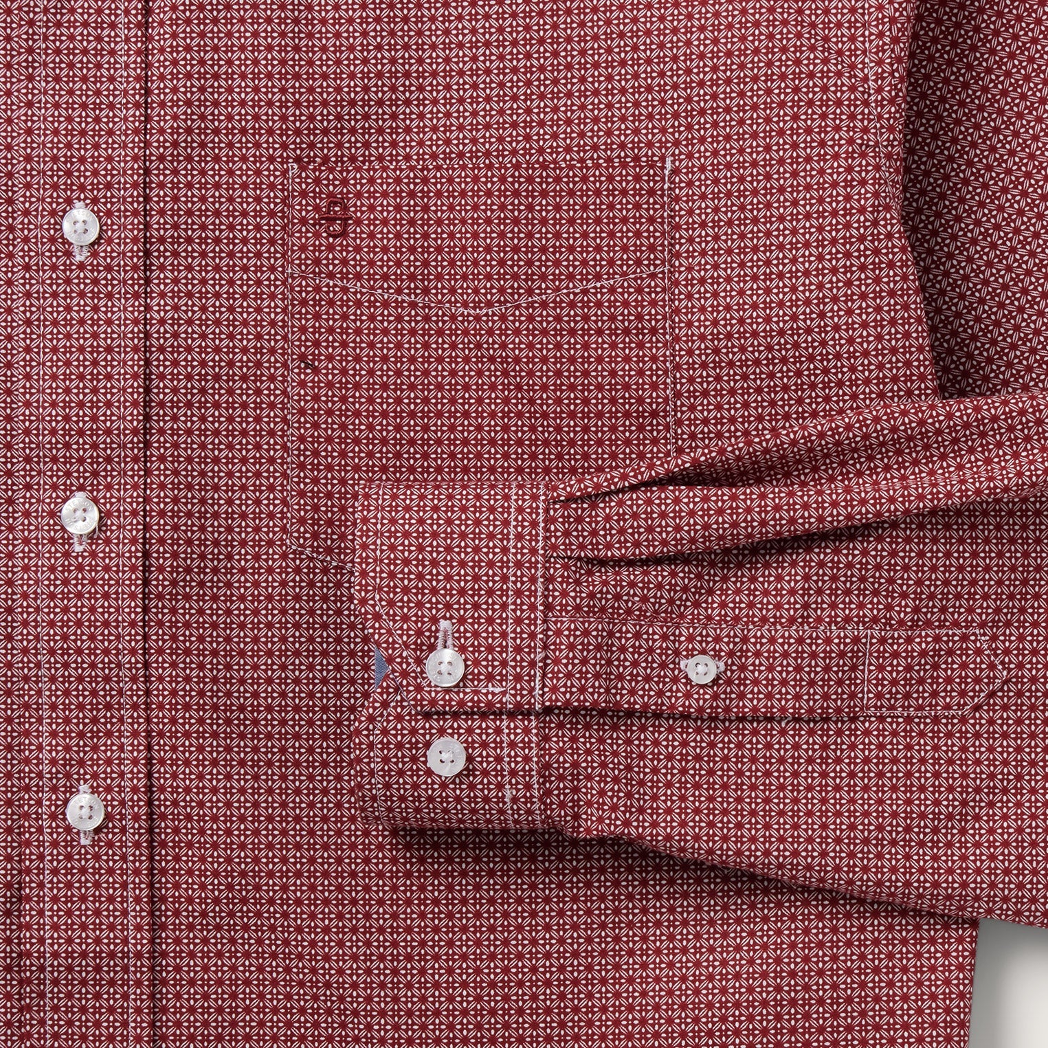 Micro Print Button-Front Shirt | Stetson Red