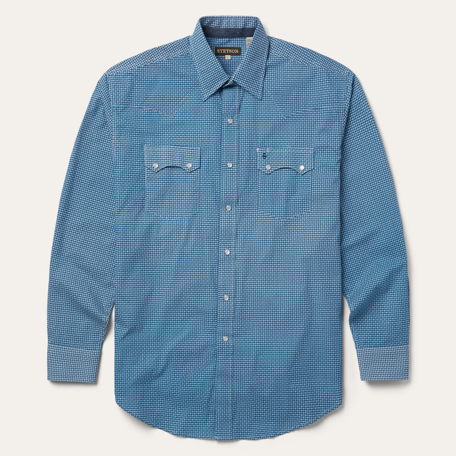 Micro Print Western Shirt | Stetson Blue
