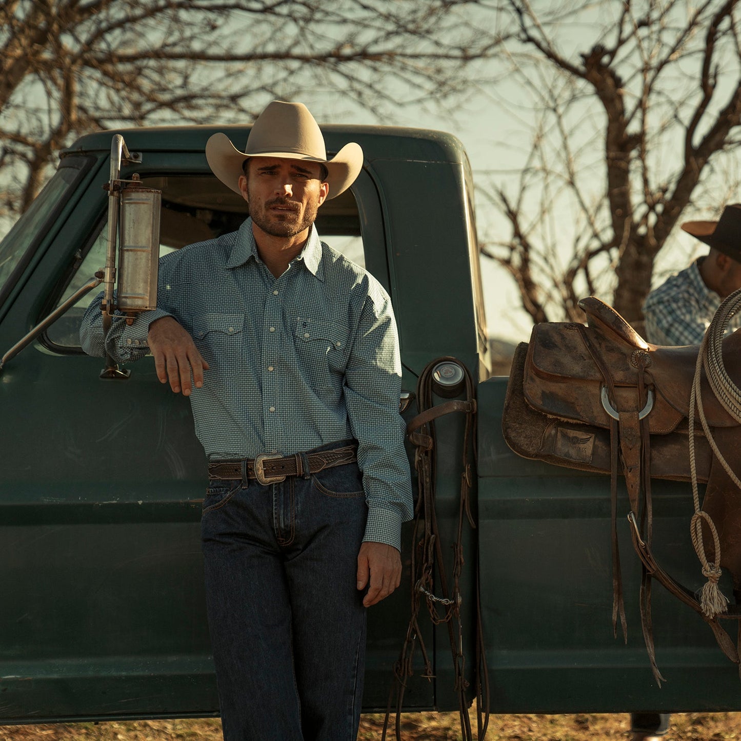 Micro Print Western Shirt | Stetson Blue
