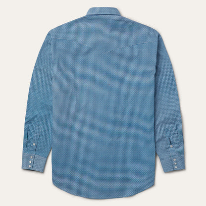 Micro Print Western Shirt | Stetson Blue