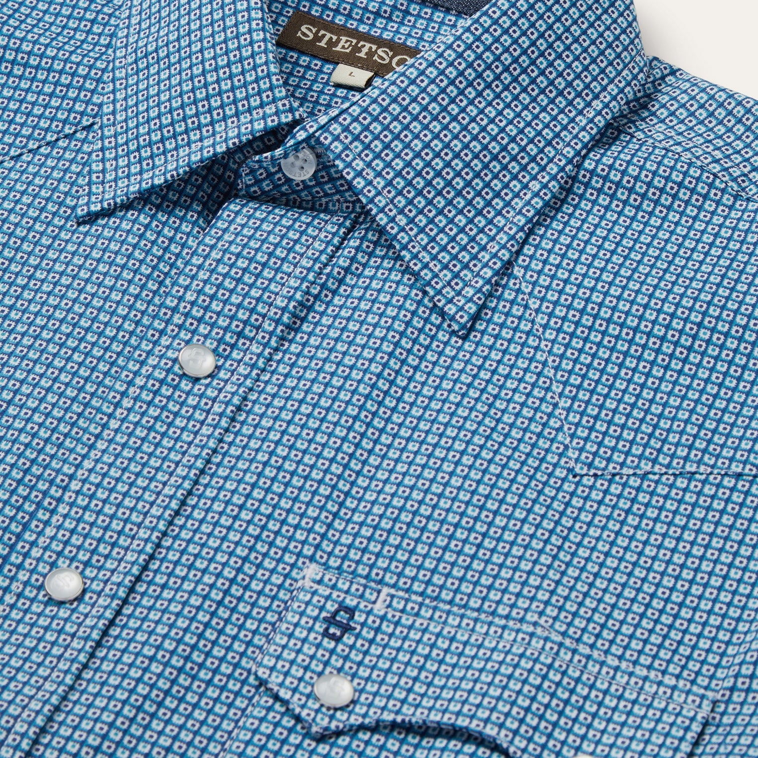 Micro Print Western Shirt | Stetson Blue