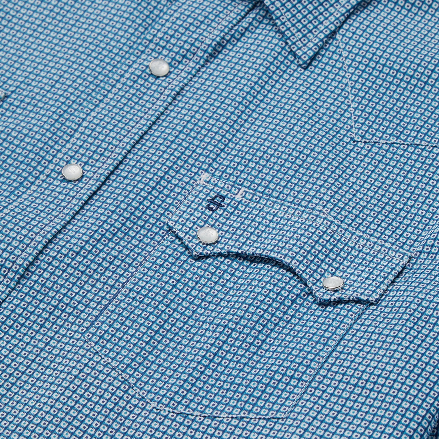 Micro Print Western Shirt | Stetson Blue