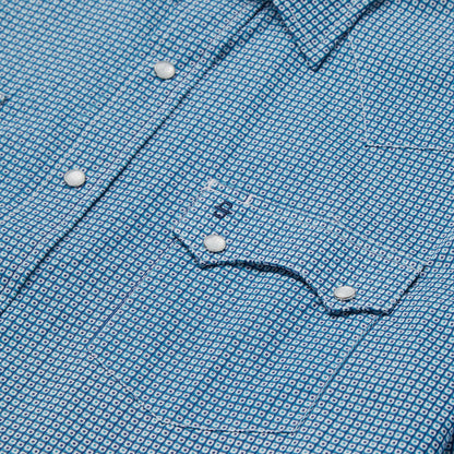 Micro Print Western Shirt | Stetson Blue