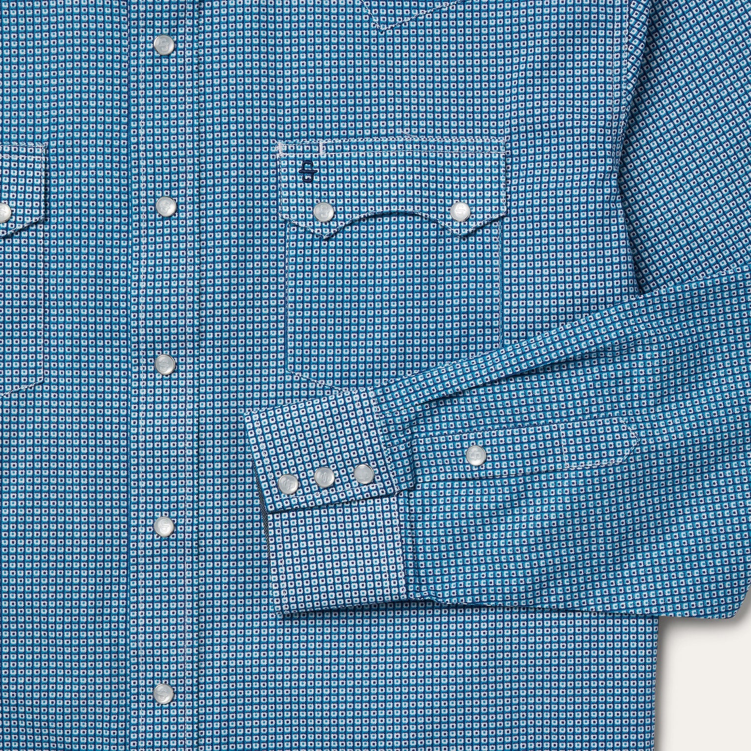 Micro Print Western Shirt | Stetson Blue