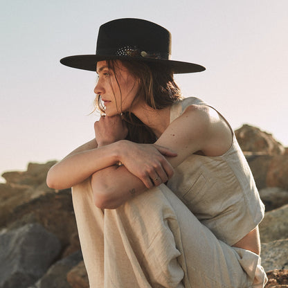 Midtown Wide Flat Brim Hat | Stetson Black