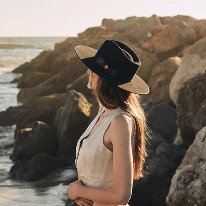 Midtown Wide Flat Brim Hat | Stetson Black