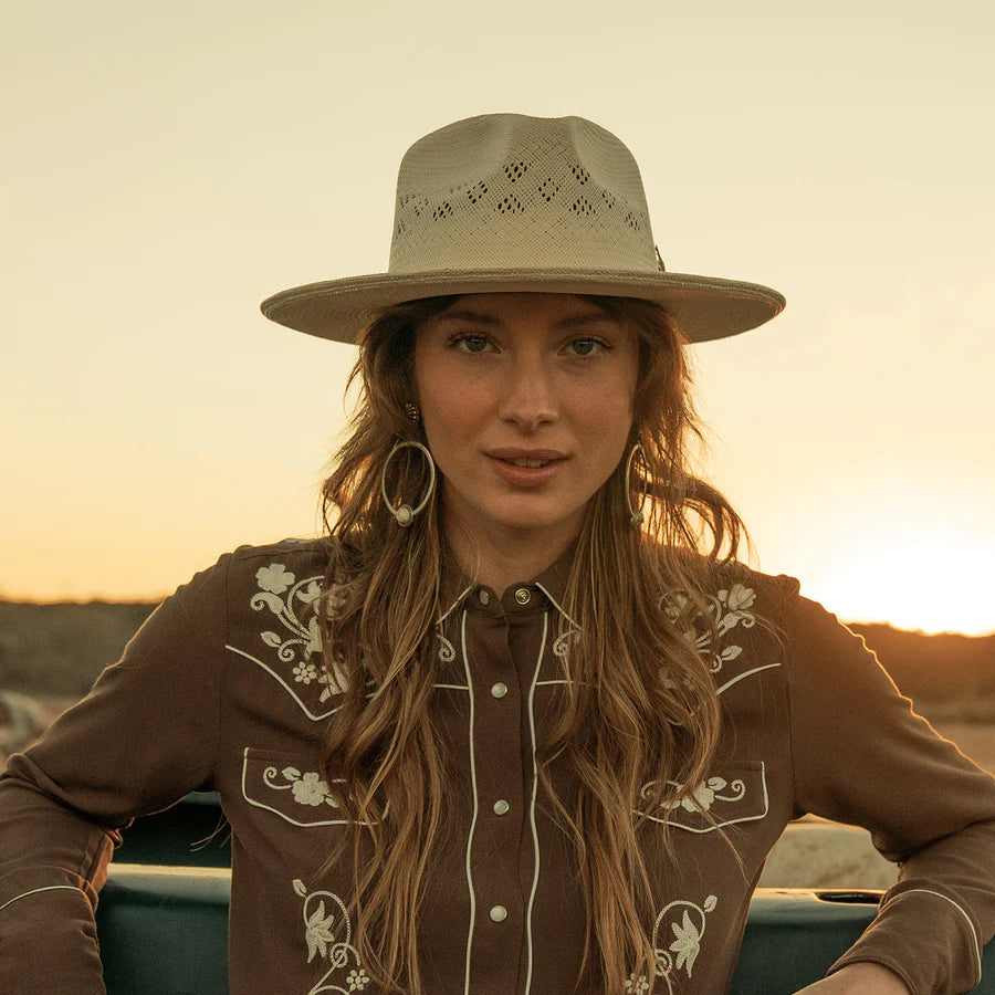 Andromeda Vented Straw Fedora | Stetson Natural