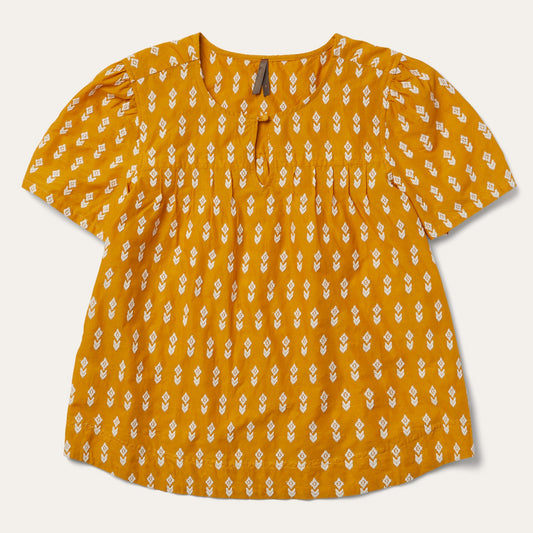 Short-Sleeved Aztec Blouse | Stetson Yellow