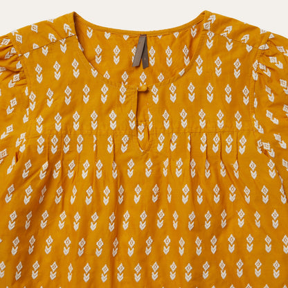Short-Sleeved Aztec Blouse | Stetson Yellow