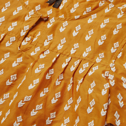 Short-Sleeved Aztec Blouse | Stetson Yellow