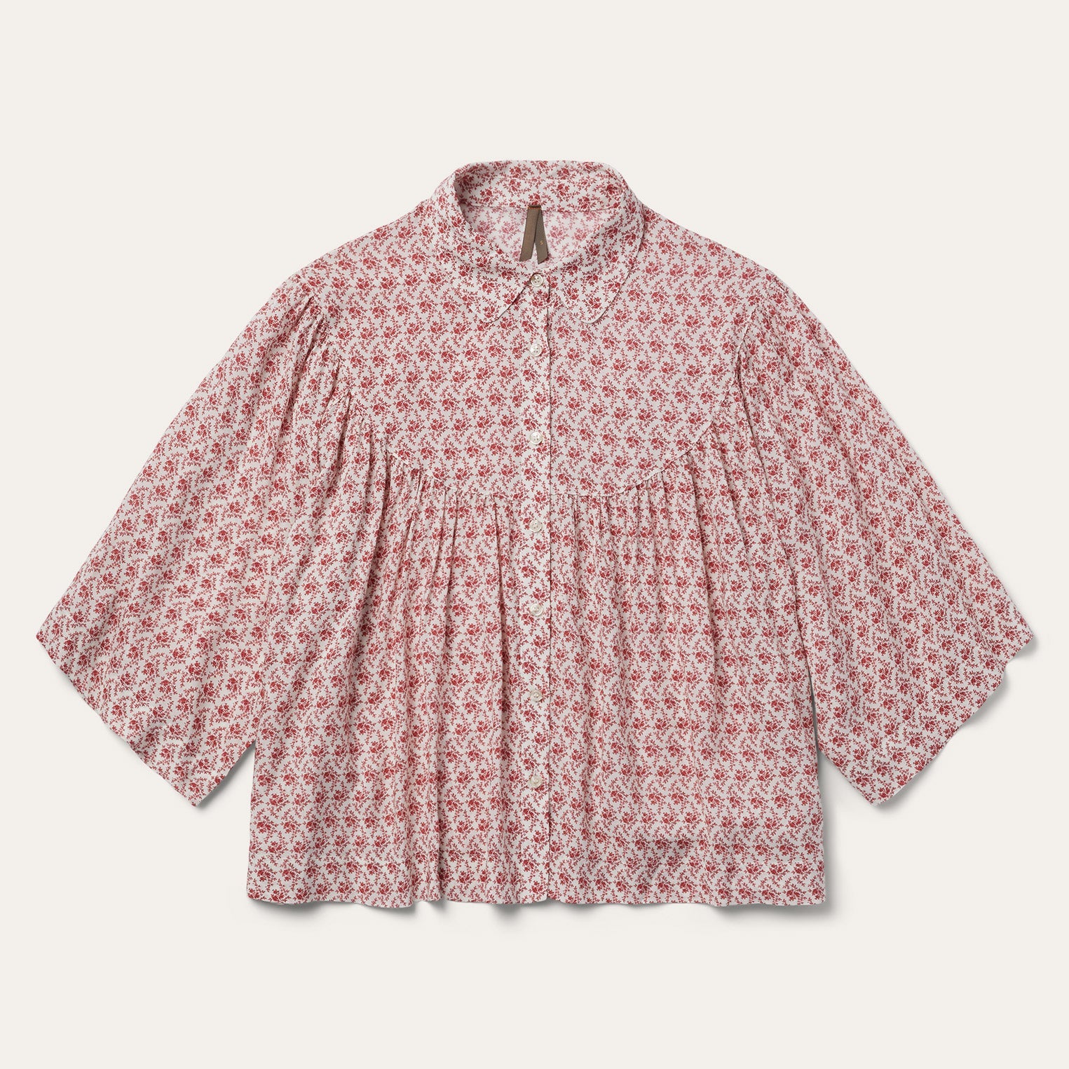 Short-Sleeved Cottage Floral Blouse | Stetson Red