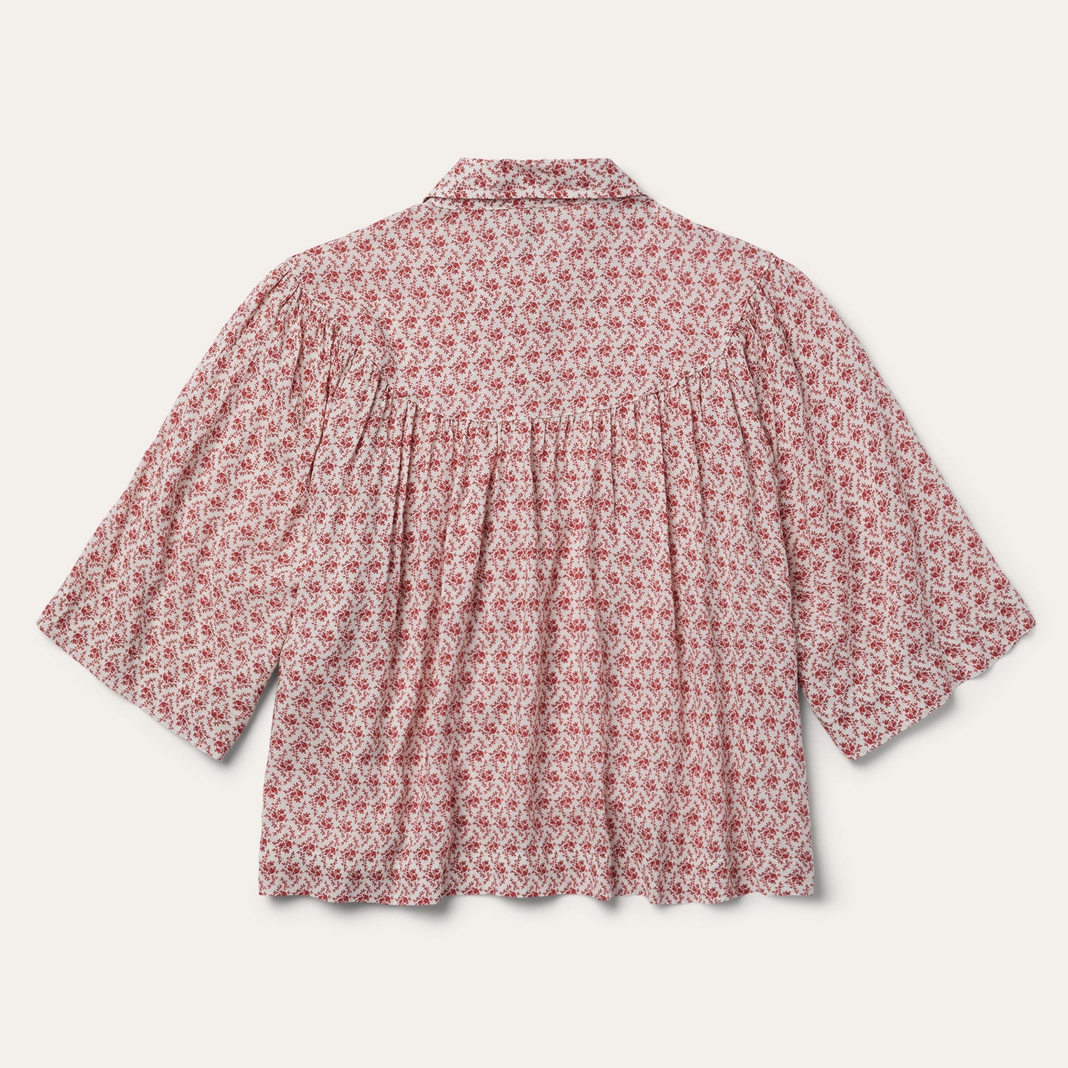 Short-Sleeved Cottage Floral Blouse | Stetson Red