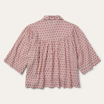 Short-Sleeved Cottage Floral Blouse | Stetson Red