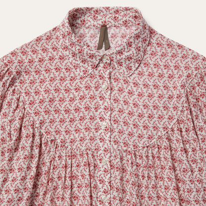 Short-Sleeved Cottage Floral Blouse | Stetson Red