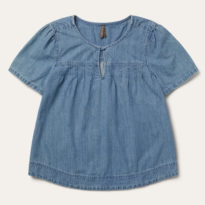 Short-Sleeved Denim Blouse | Stetson Blue