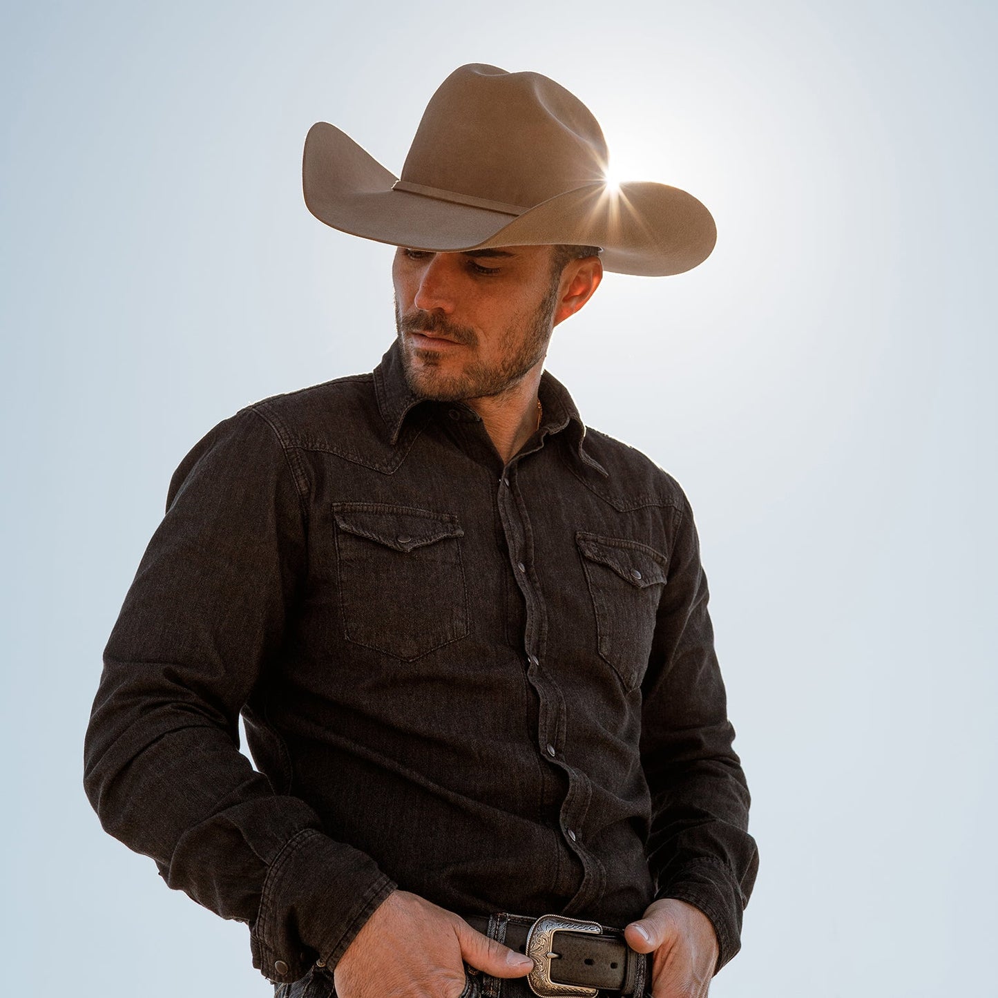 Modern Denim Western Shirt | Stetson Black
