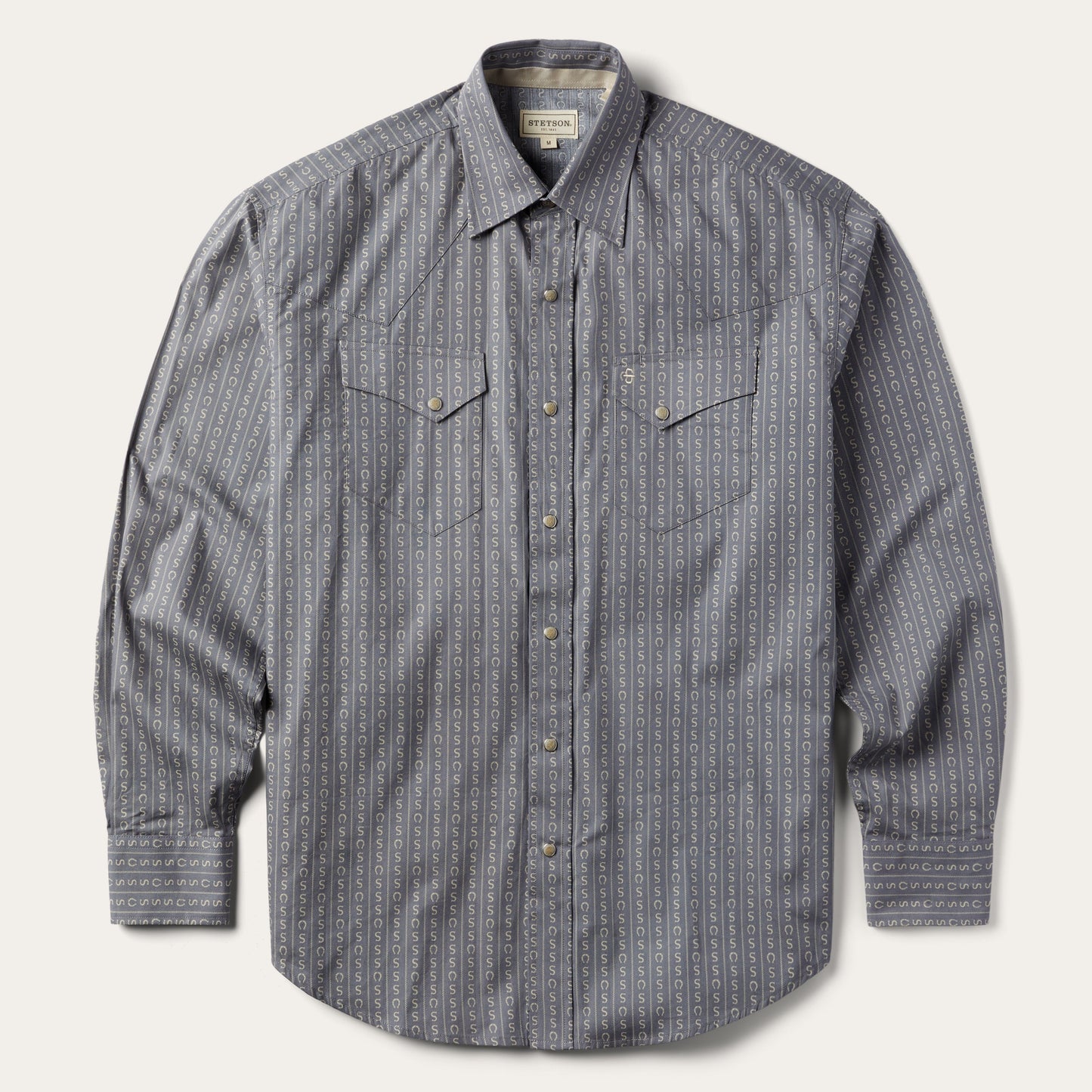 Horseshoe Stripe Print Shirt | Stetson Grey