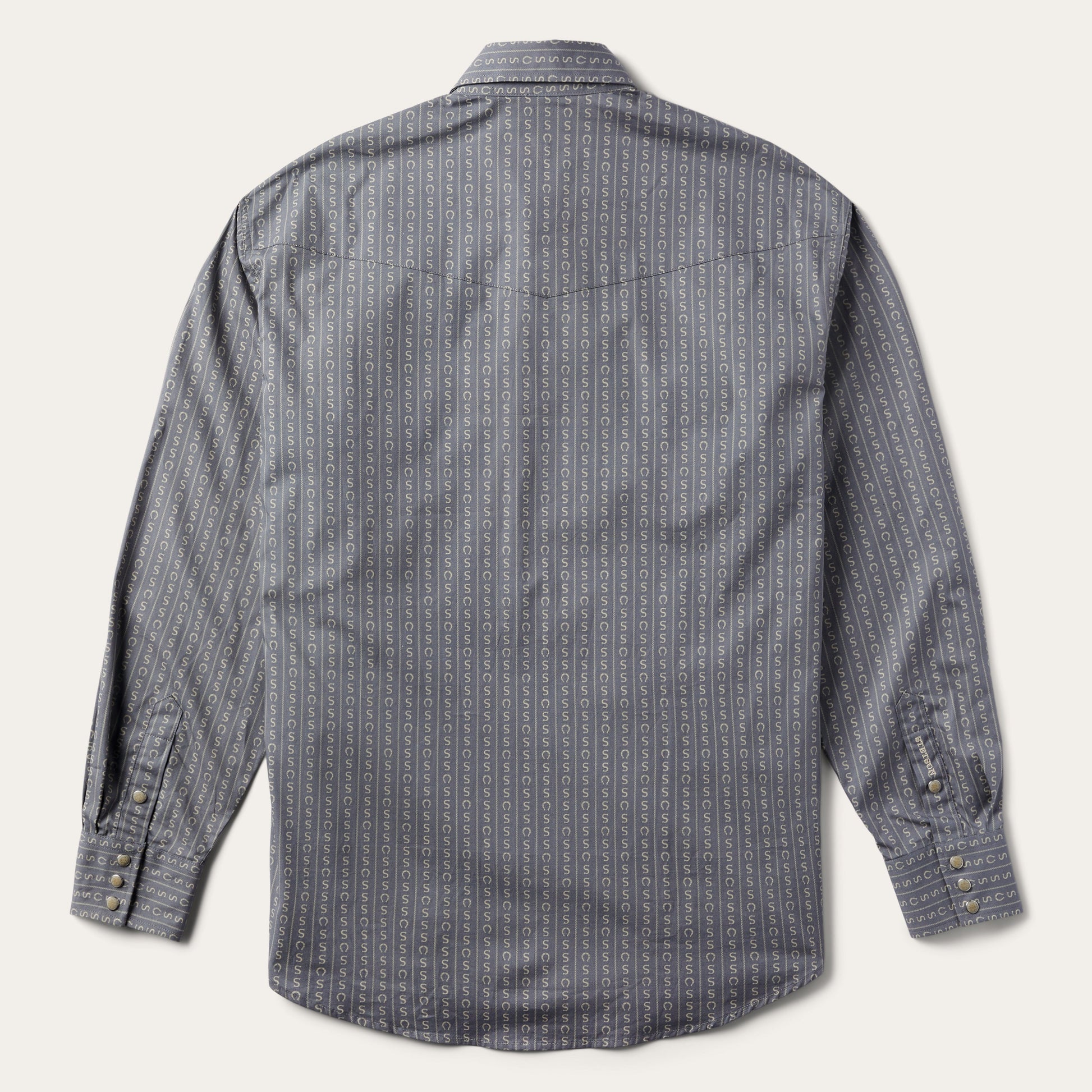 Horseshoe Stripe Print Shirt | Stetson Grey